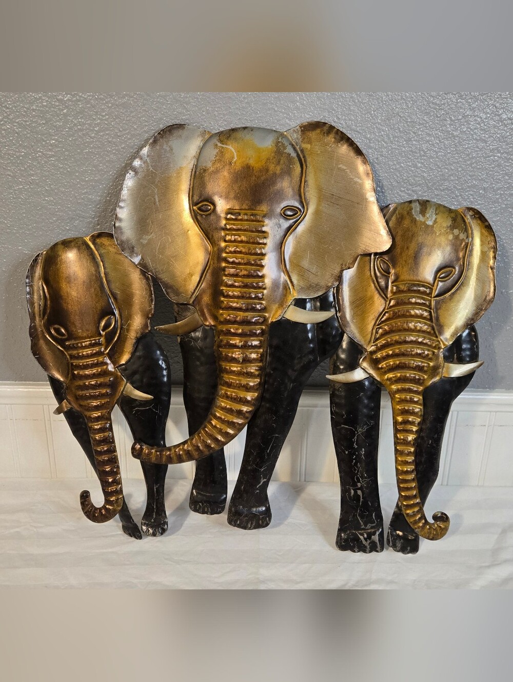 Trio Of Elephant Metal Wall Art